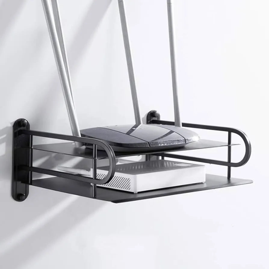 2 Layer Wall Mount WiFi Router Stand – Metal Shelf
