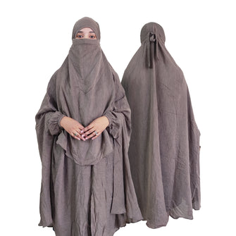 Cotton Khimar – Olive Grey