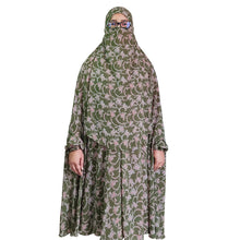 Olive Green Floral Printed Khimar
