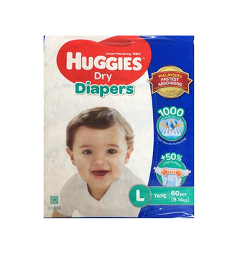 Huggies Dry Baby Belt Diaper L 9-14 kg (Made in Malaysia)